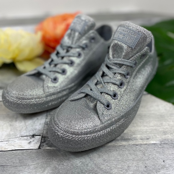 Converse Shoes - Converse Metallic silver glitter shoes sneakers 8
